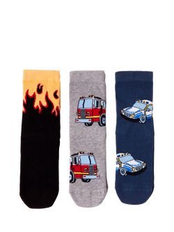 Lindex Kids' Socks, Pack of 3, Black/Grey/Blue, Black/Grey/Blue