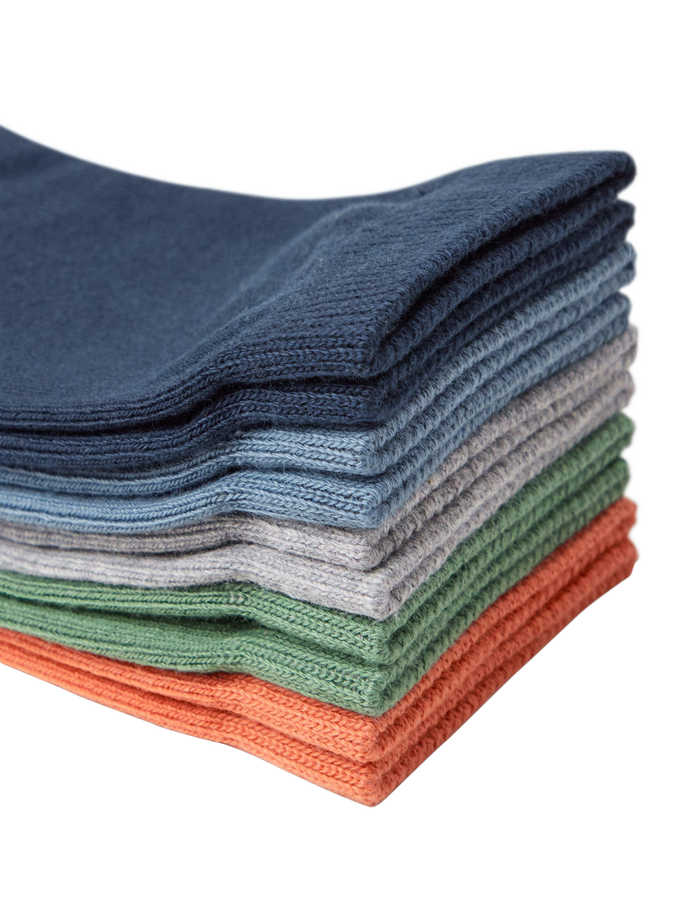 Lindex Kids' Plain Socks, Pack of 5, Orange/Green/Grey/Blue/Navy, 12-24 months