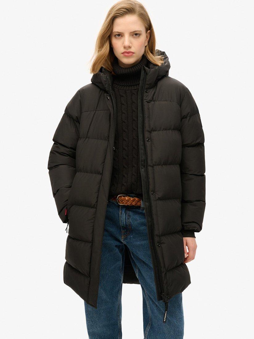 Superdry Hooded Sports Puffer Jacket, Black