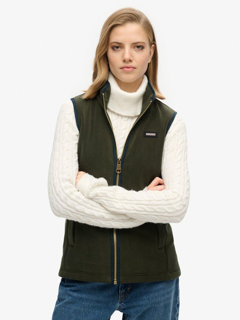 Product image 3 of 6, which shows Superdry Estate Fleece Gilet, Surplus Goods Green, 8