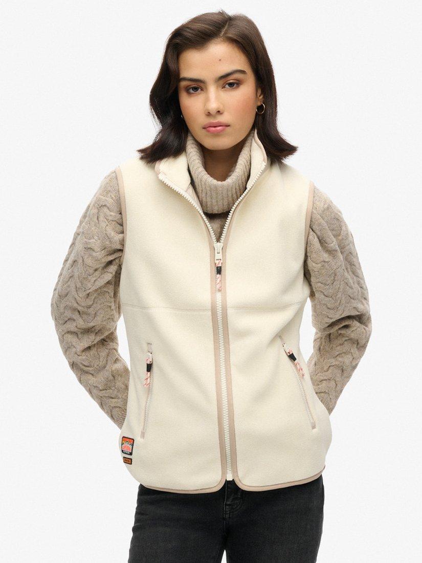 Product image 3 of 6, which shows Superdry Active Fleece Gilet, Rice White, 8