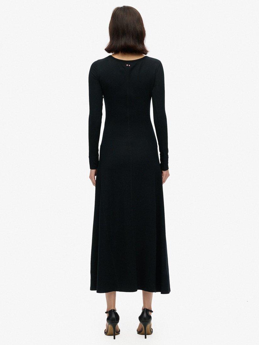 Superdry Henley Long Sleeve Midi Dress Black