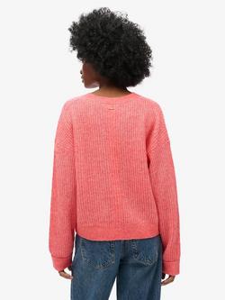 Superdry Brushed Wool Blend Jumper - view 2, Coral Red Twist