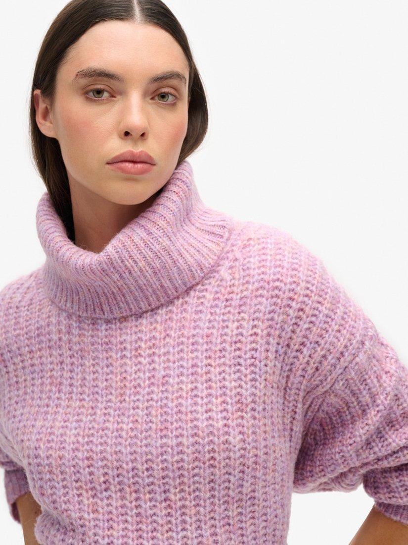 Product image 4 of 5, which shows Superdry Brushed Rib Slouch Neck Jumper, Dusty Rose Twist, 6-8