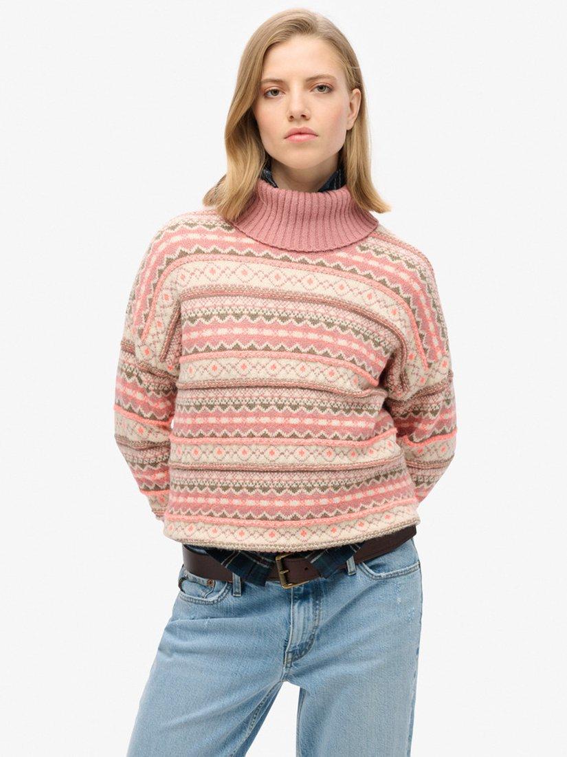 Superdry Textured Stripe Jumper, Winter Ecru/Multi