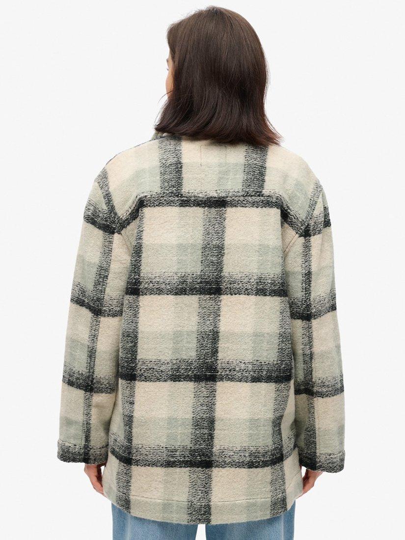 Product image 2 of 5, which shows Superdry Check Heavyweight Overshirt, Blue/Black/Ivory, 8