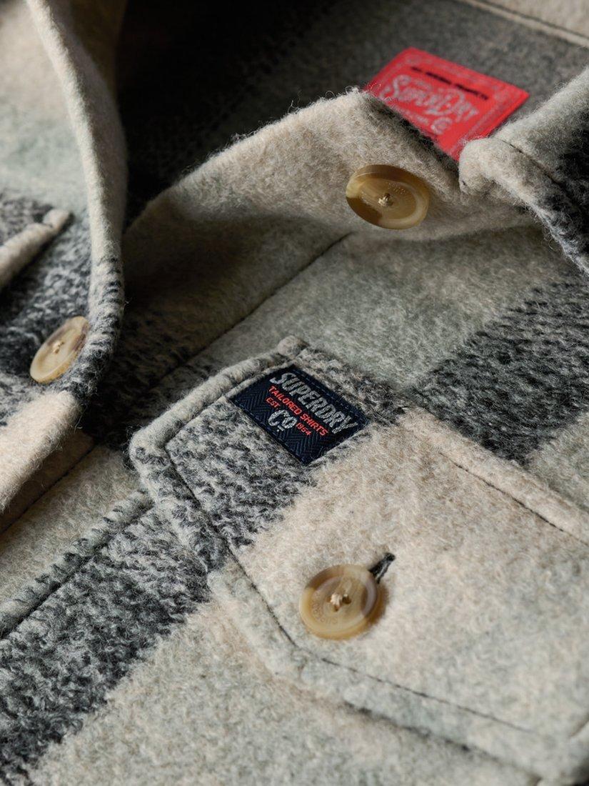Product image 5 of 5, which shows Superdry Check Heavyweight Overshirt, Blue/Black/Ivory, 8