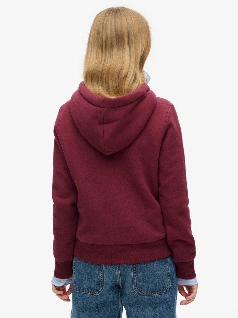 Product image 2 of 4, which shows Superdry Luxe Metallic Logo Hoodie, Burgundy, 8