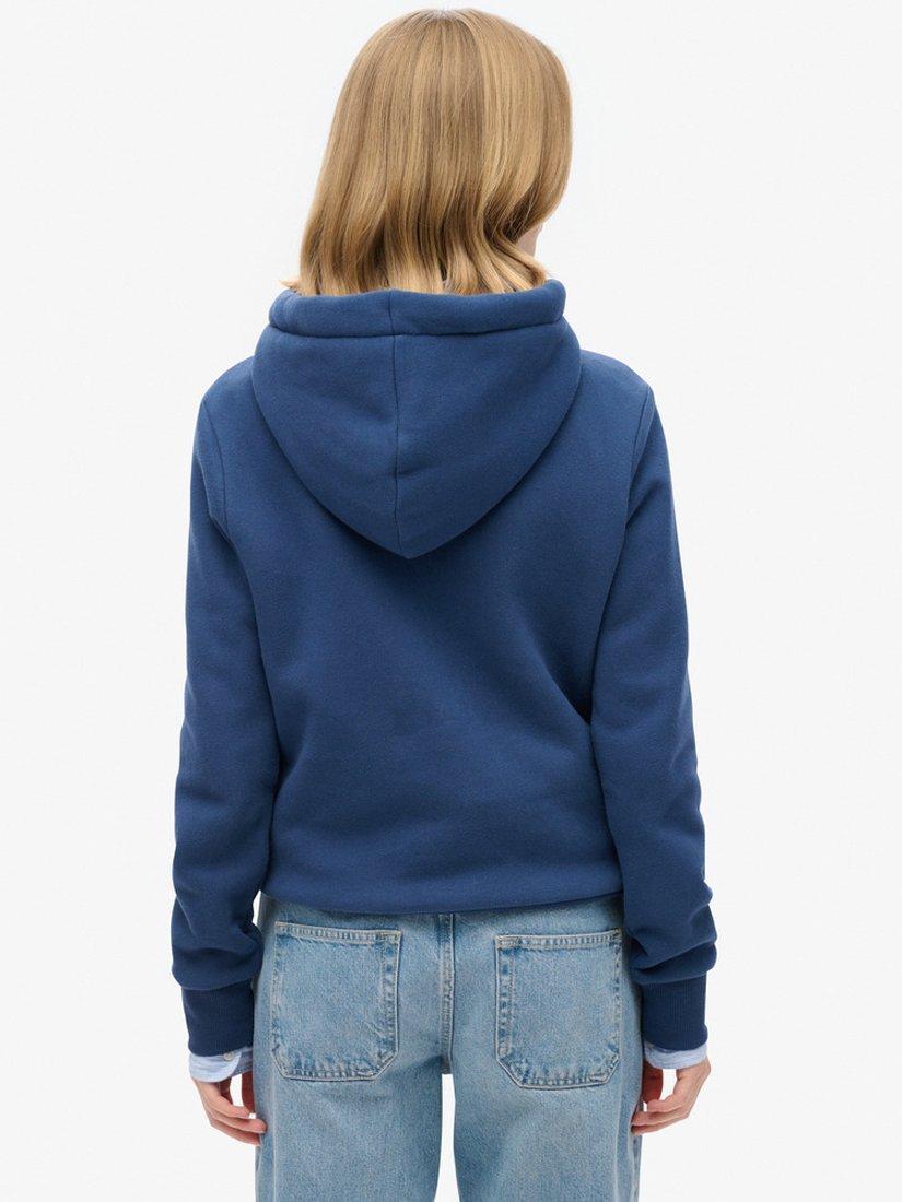 Product image 2 of 3, which shows Superdry Luxe Metallic Logo Hoodie, Sargasso Sea Blue, 8