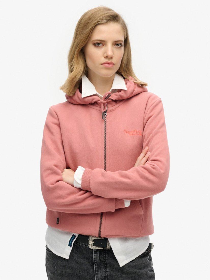 Product image 1 of 5, which shows Superdry Estate Full Zip Fleece, Ash Rose, 8