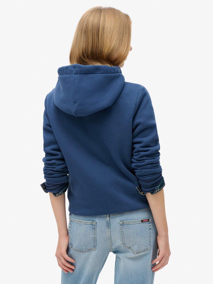 Product image 2 of 4, which shows Superdry Luxe Metallic Logo Zip Hoodie, Sargasso Sea Blue, 8