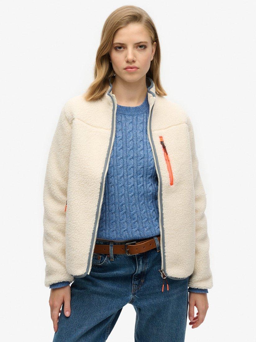Product image 1 of 7, which shows Superdry Outdoor Full Zip Fleece, Ecru, 8