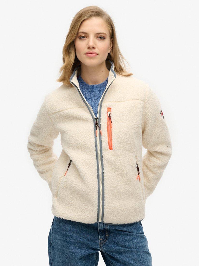 Product image 3 of 7, which shows Superdry Outdoor Full Zip Fleece, Ecru, 8