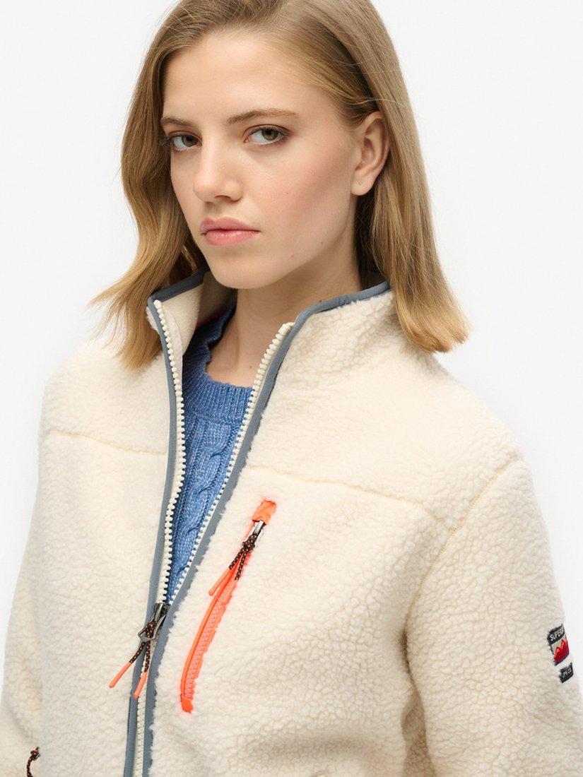 Product image 6 of 7, which shows Superdry Outdoor Full Zip Fleece, Ecru, 8