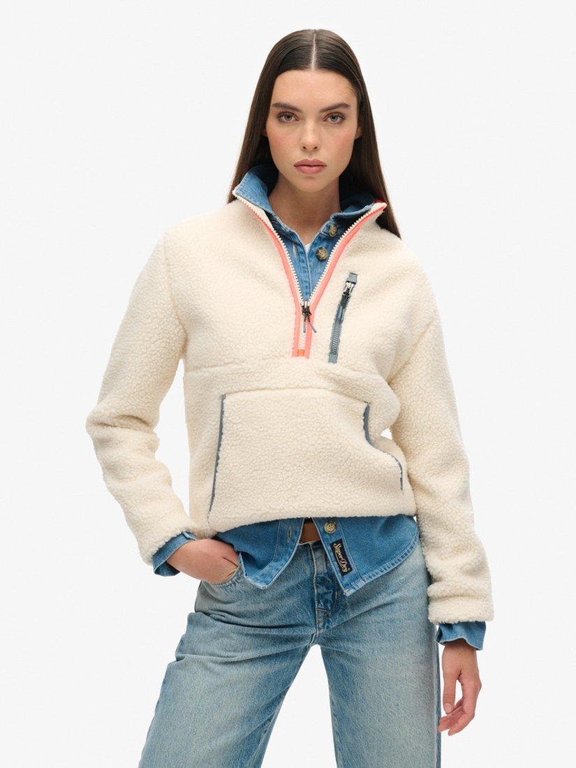 Product image 1 of 6, which shows Superdry Outdoor Half Zip Fleece, Ecru, 8