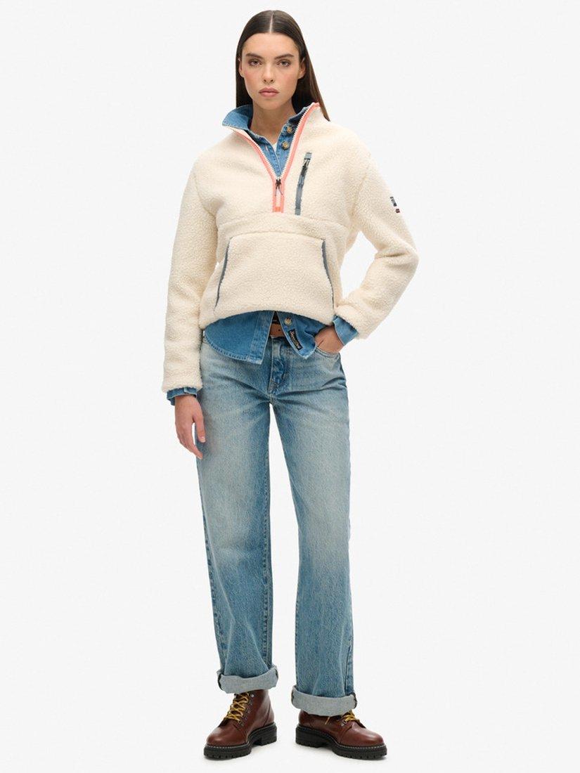 Product image 3 of 6, which shows Superdry Outdoor Half Zip Fleece, Ecru, 8