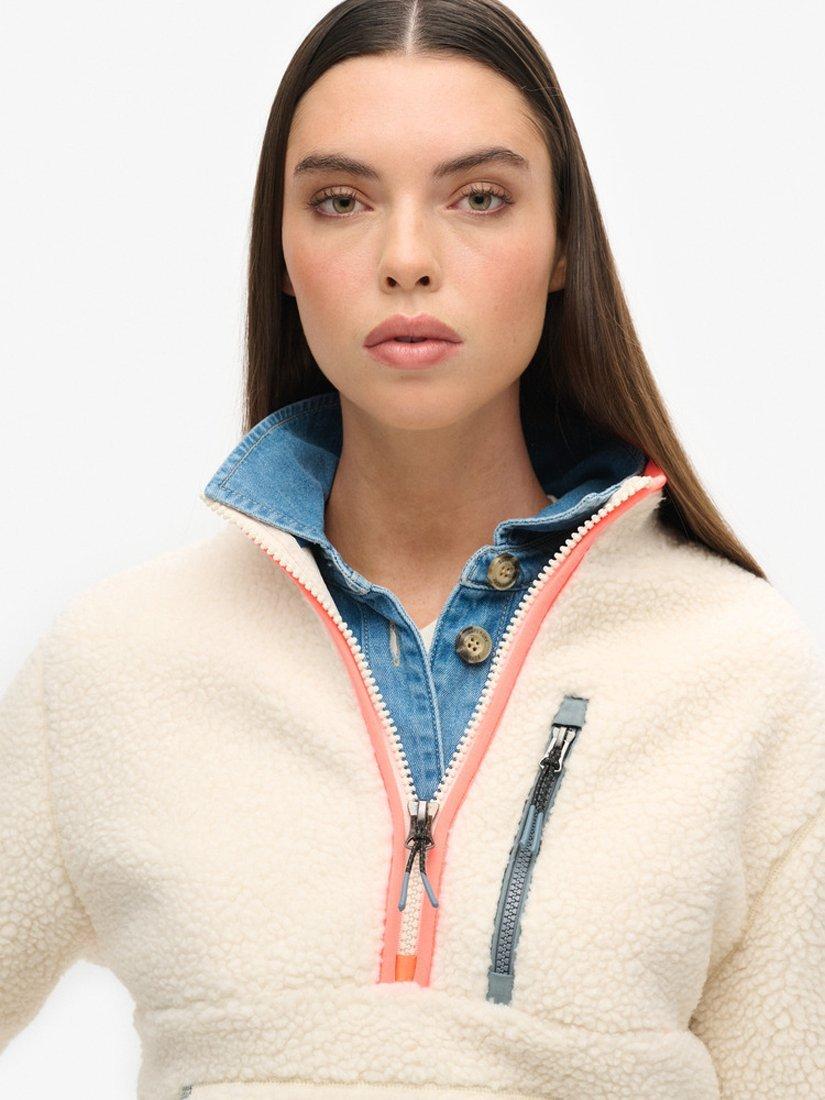 Product image 5 of 6, which shows Superdry Outdoor Half Zip Fleece, Ecru, 8