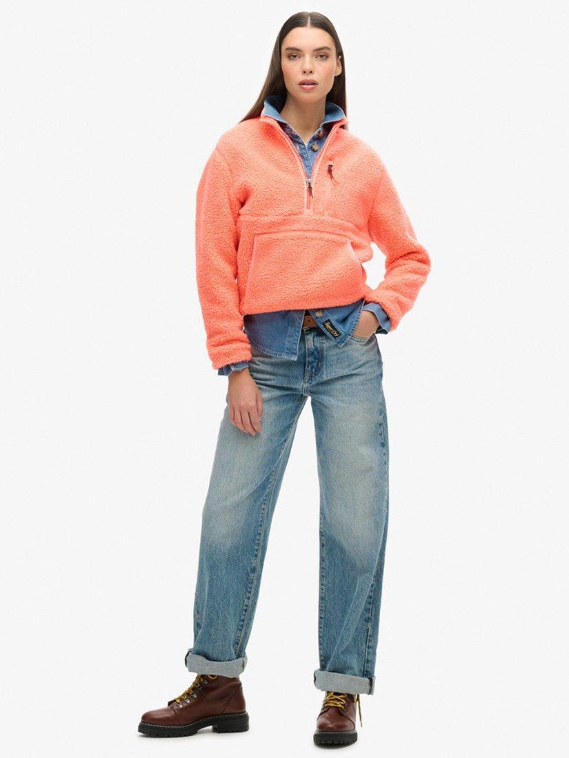 Product image 3 of 4, which shows Superdry Outdoor Half Zip Fleece, Pastelline Coral, 8