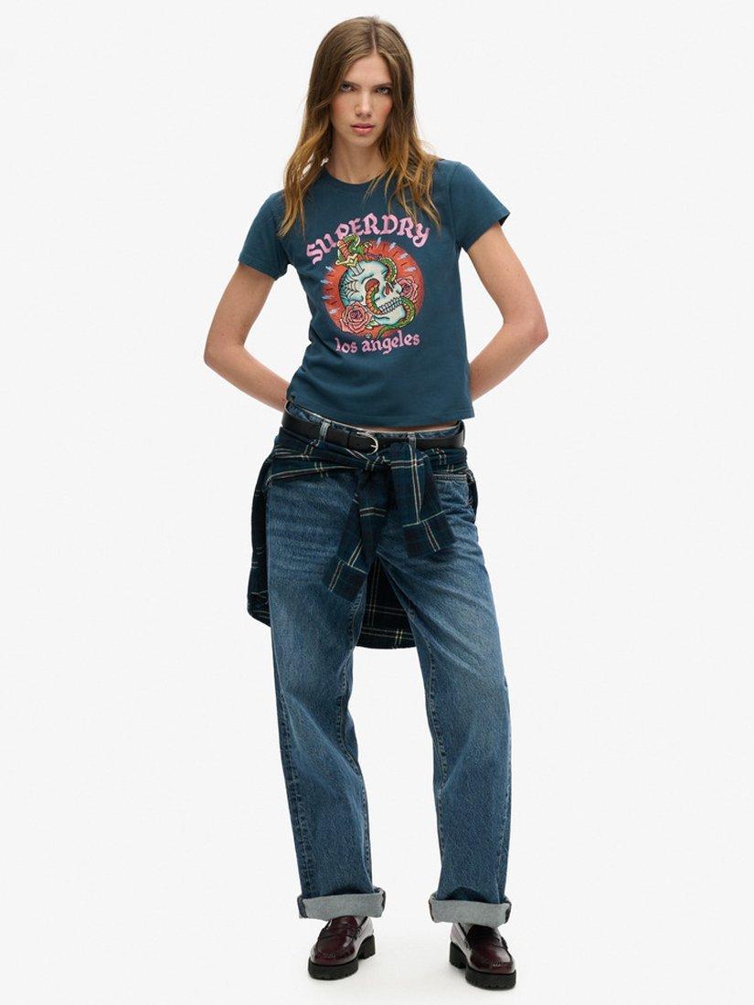 Product image 3 of 5, which shows Superdry Tattoo Rhinestone T-Shirt, Ink, 8