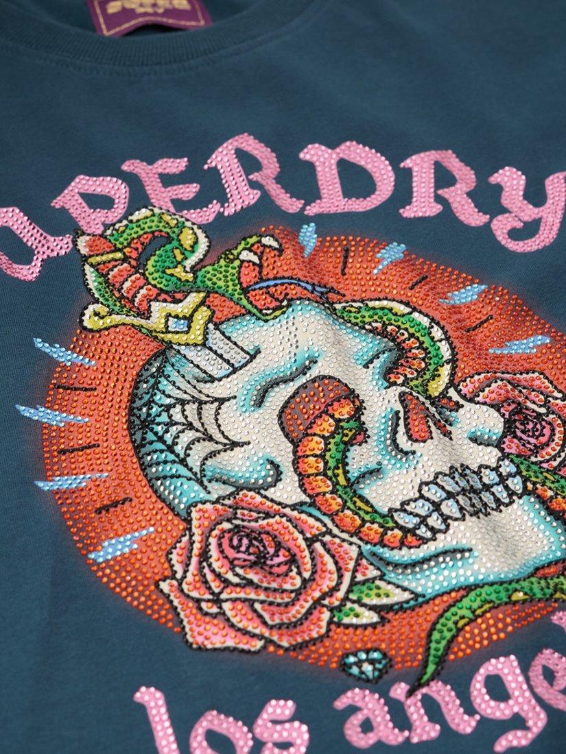 Product image 5 of 5, which shows Superdry Tattoo Rhinestone T-Shirt, Ink, 8