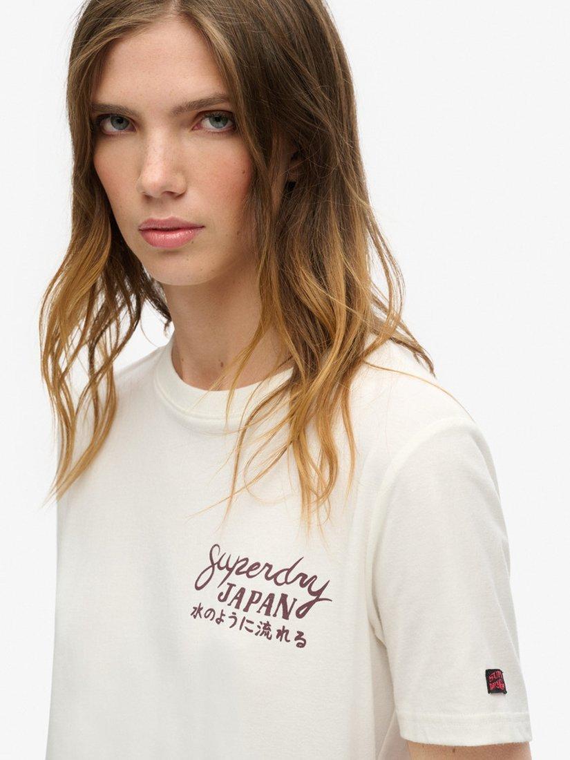 Product image 4 of 5, which shows Superdry Tokyo Rhinestone Relaxed T-Shirt, Off White, 8