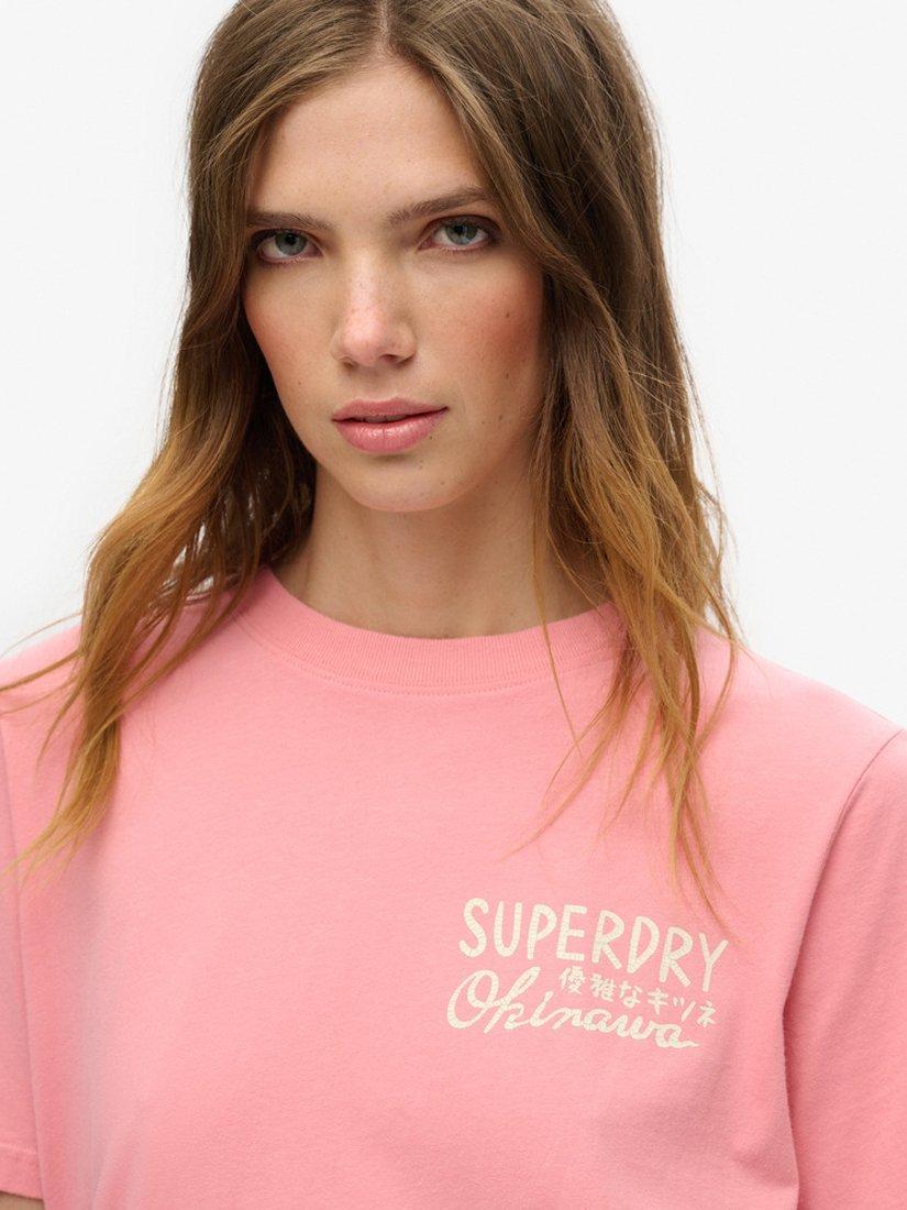 Product image 4 of 5, which shows Superdry Tokyo Rhinestone Relaxed T-Shirt, Peach Blossom, 8