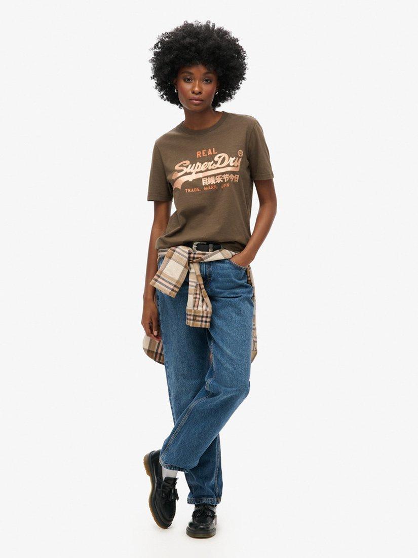 Product image 3 of 5, which shows Superdry  Embellished Graphic T-Shirt, Deep Khaki Green, 8