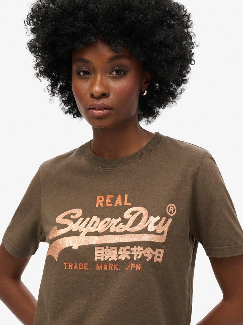 Product image 4 of 5, which shows Superdry  Embellished Graphic T-Shirt, Deep Khaki Green, 8