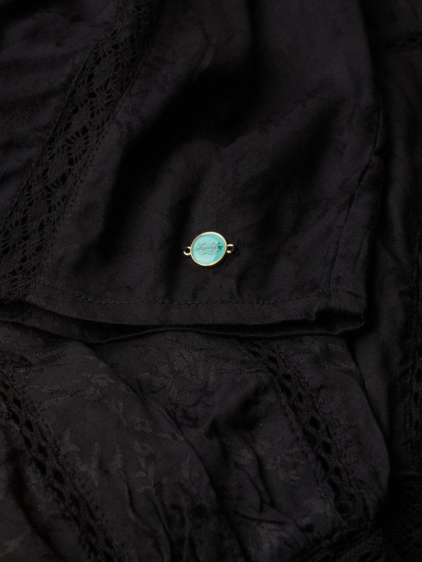 Product image 6 of 6, which shows Superdry Woven Lace Long Sleeved Blouse, Black, 8