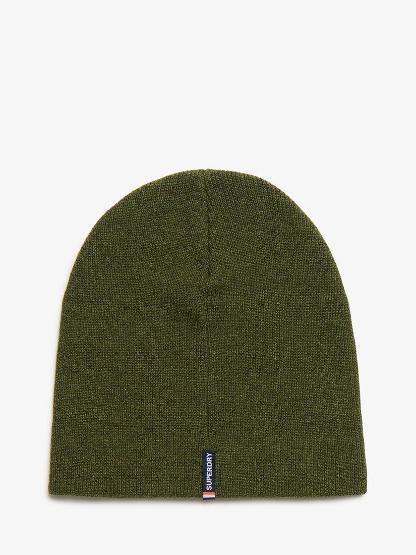 Product image 3 of 3, which shows Superdry Organic Cotton Beanie, Deep Army Green Marl