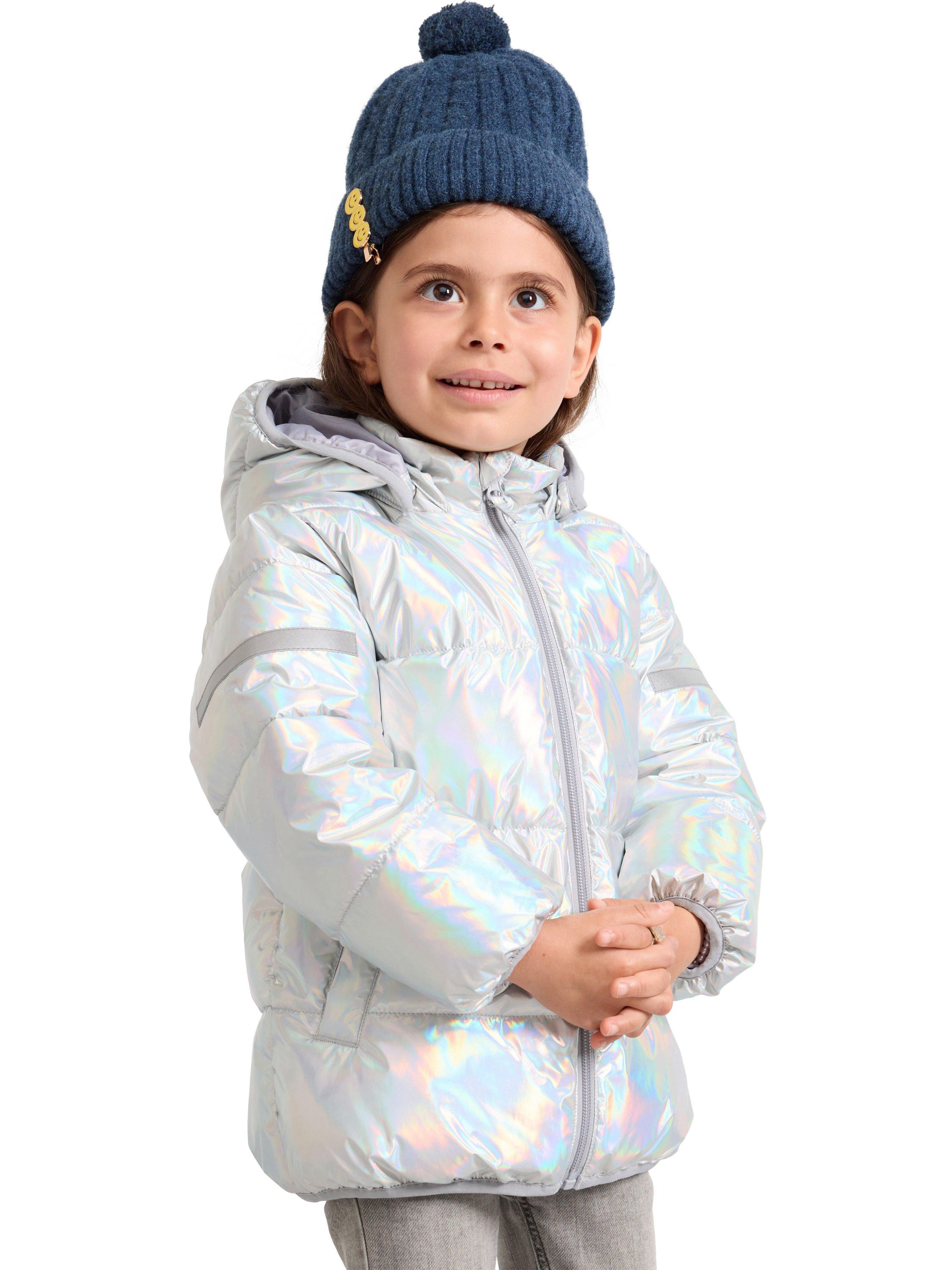 Product image 1 of 6, which shows Lindex Kids' Hooded Puffer Jacket, Silver, 2-3 years