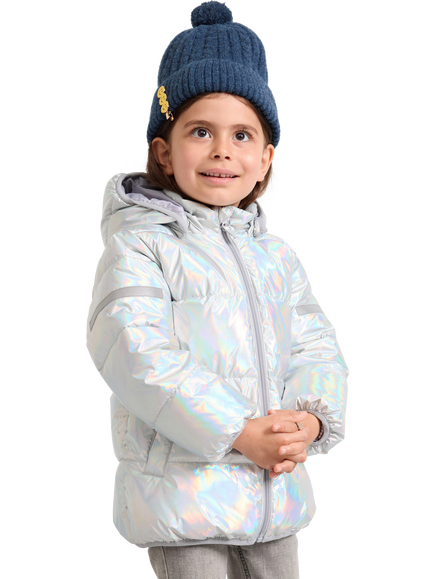 Lindex Kids' Hooded Puffer Jacket, Silver, Silver
