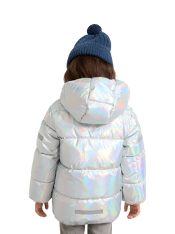 Lindex Kids' Hooded Puffer Jacket, Silver - view 2, Silver
