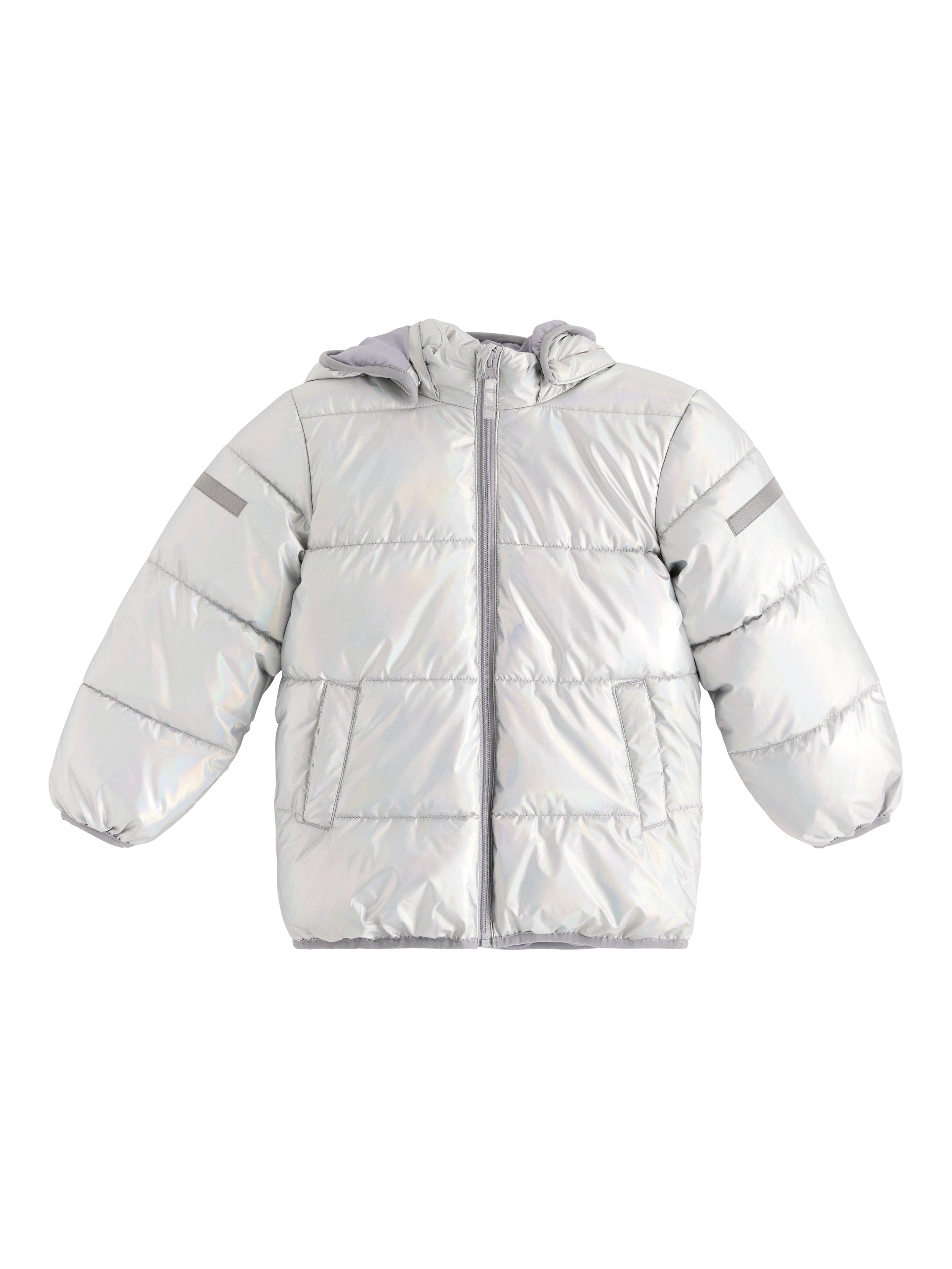 Product image 4 of 6, which shows Lindex Kids' Hooded Puffer Jacket, Silver, 2-3 years