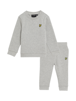 Lyle & Scott Baby Crew Sweatshirt and Jogger Set, Light Grey Marl, Light Grey Marl