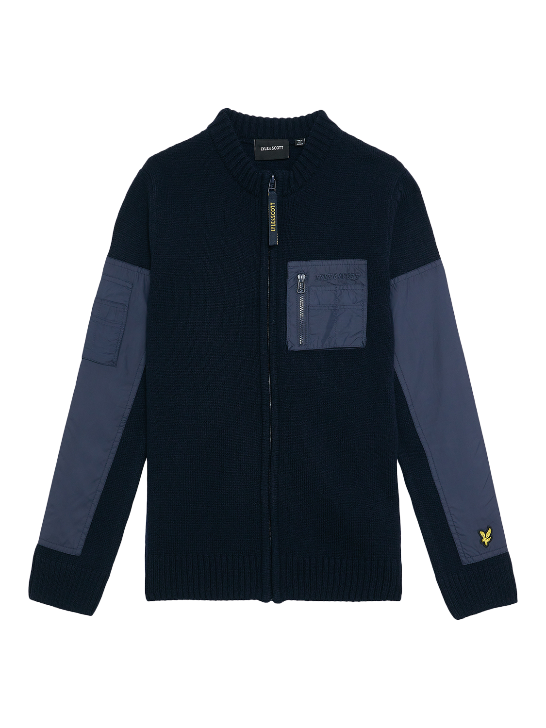 Product image 1 of 3, which shows Lyle & Scott Kids' Tonal Trim Zipped Cardigan, Dark Navy, 8-9 years