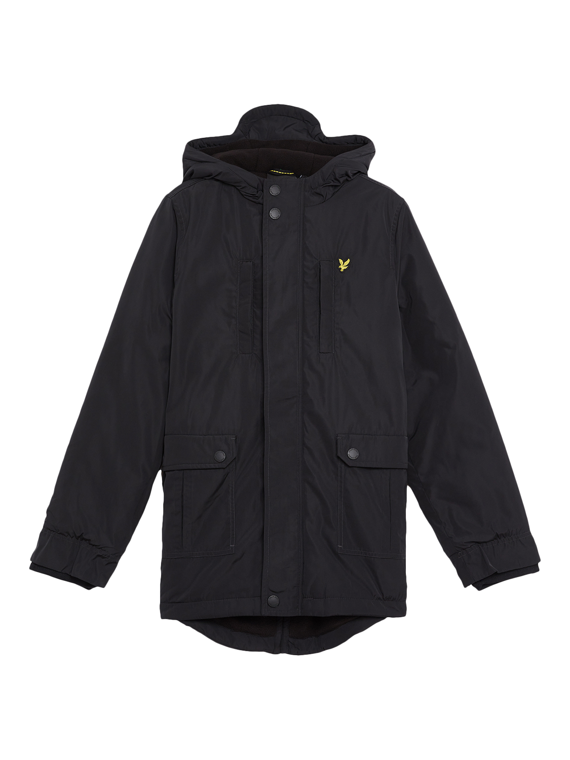 Product image 1 of 3, which shows Lyle & Scott Kids' Fleece Lined Padded Coat, Jet Black, 8-9 years