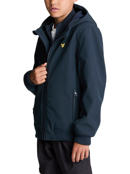 Lyle & Scott Kids' Soft Shell Hooded Jacket, Dark Navy