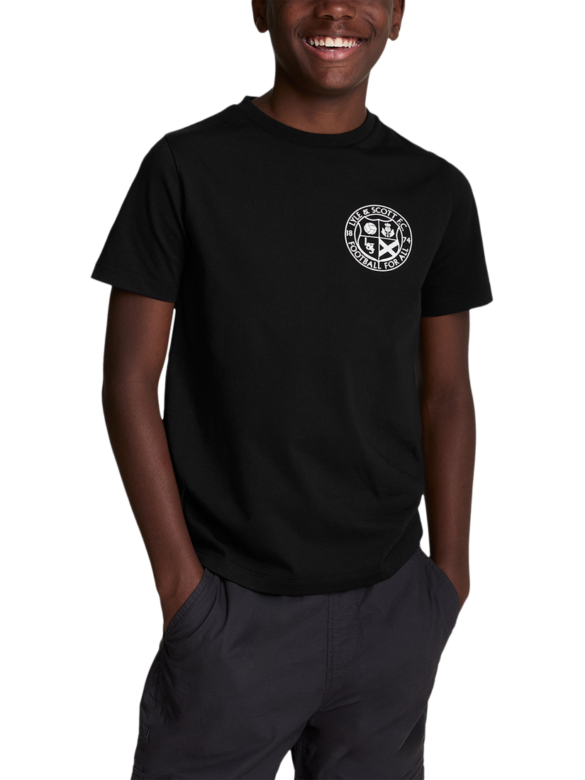 Product image 1 of 7, which shows Lyle & Scott Kids' Football Logo T-Shirt, Jet Black, 3-4 years