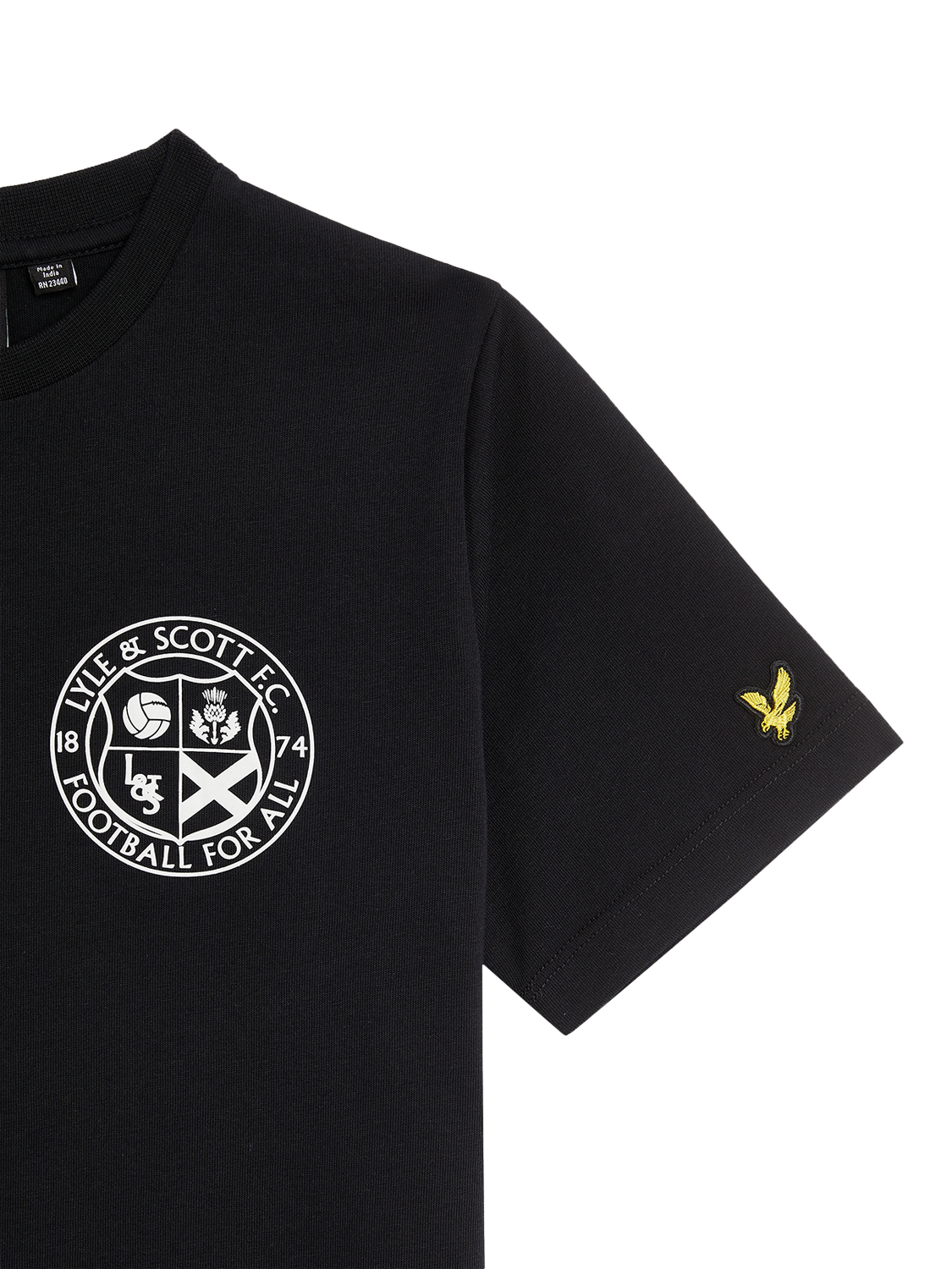 Product image 6 of 7, which shows Lyle & Scott Kids' Football Logo T-Shirt, Jet Black, 3-4 years