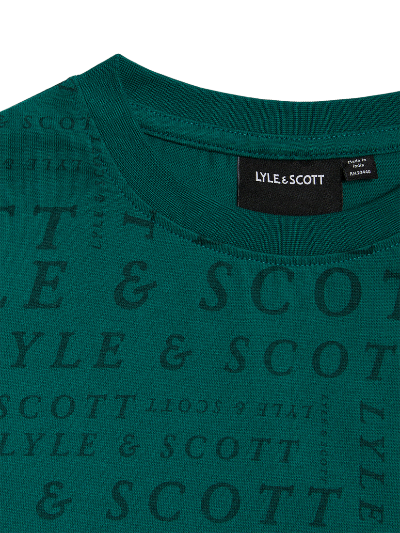 Product image 3 of 3, which shows Lyle & Scott Kids' Logo Print T-Shirt, Deep Emerald, 3-4 years