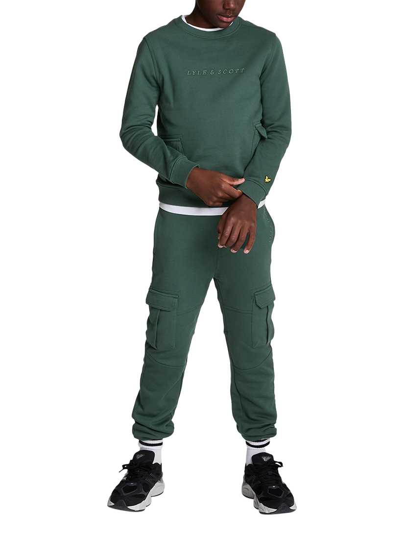Product image 1 of 7, which shows Lyle & Scott Kids' Cuff Cargo Joggers, Argyle Teal, 3-4 years