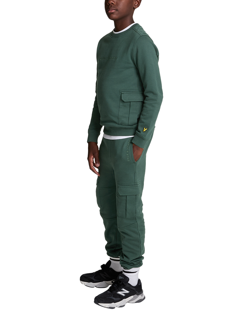 Product image 4 of 7, which shows Lyle & Scott Kids' Cuff Cargo Joggers, Argyle Teal, 3-4 years