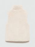 Mango Kids' Faux Fur Funnel Neck Gilet, Cream