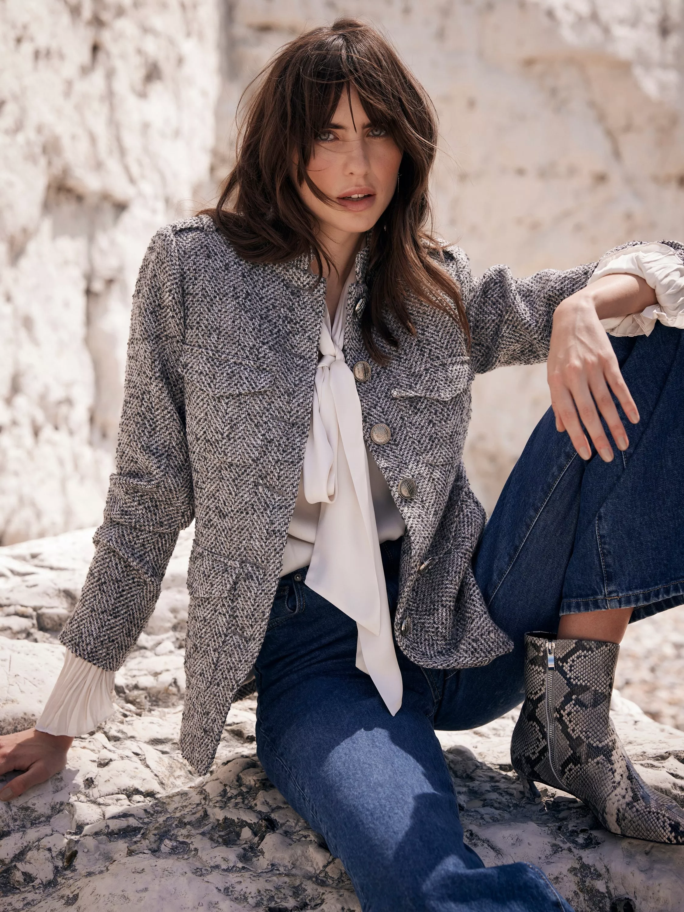 Mint velvet grey funnel neck coat sale