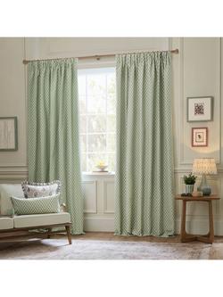 Sanderson Hutton Pair Lined Pencil Pleat Curtains, Sage