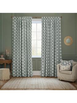 Sanderson Sessile Leaf Pair Lined Pencil Pleat Curtains, Delph Blue