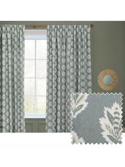 Sanderson Sessile Leaf Pair Lined Pencil Pleat Curtains - view 2, Delph Blue