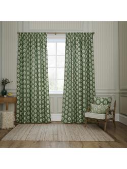 Sanderson Sessile Leaf Pair Lined Pencil Pleat Curtains, Leaf Green