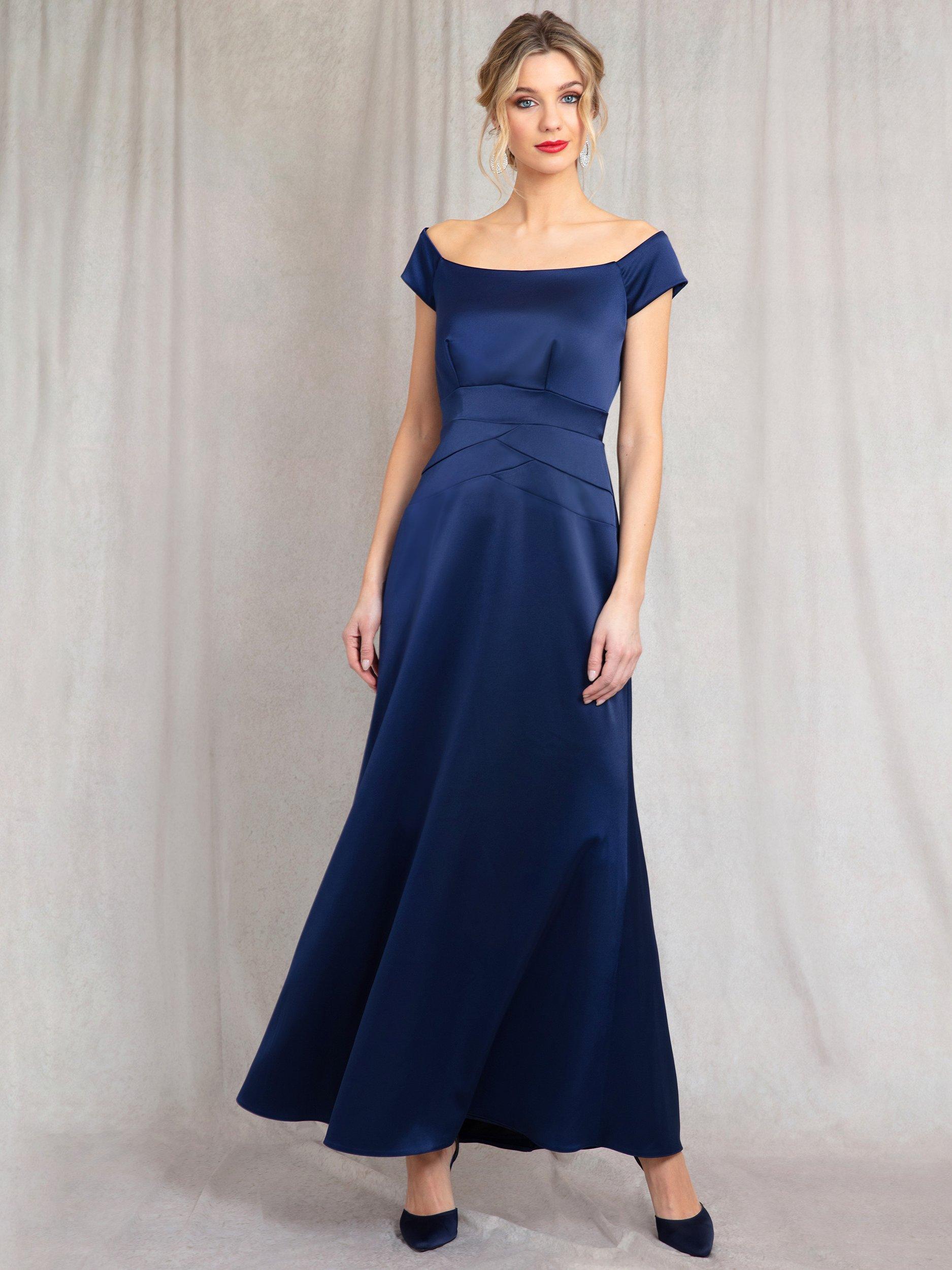 Product image 1 of 7, which shows Alie Street Jasmine Off The Shoulder Gown, Midnight Blue, 6-8